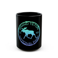 Grand Teton National Park souvenir mug featuring a moose and "Est. 1929" design.