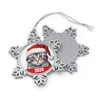 Tabby Cat Christmas Ornament 2024, Snowflake Cat Gift with Free Shipping