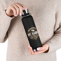 Stainless steel water bottle featuring Mt. Rainier National Park design, with a sturdy handle and powder-coated finish.