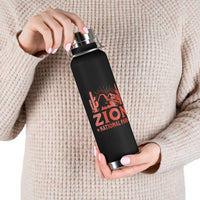 Image of a stainless steel water bottle featuring a desert-themed design from Zion National Park in Utah.