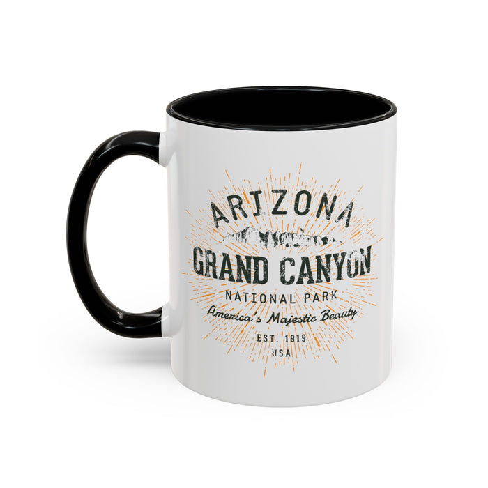 Grand Canyon National Park souvenir mug with a retro Arizona design and text.