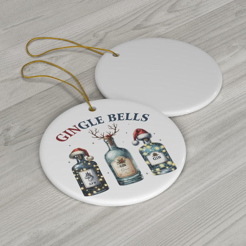 Gingle Bells Ceramic Ornament, 2024 Gin-Themed Holiday Keepsake With Free Shipping