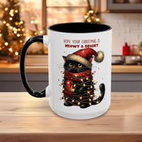 Christmas Cat Mug "Meowy & Bright", Microwave and Dishwasher Safe, Free Shipping