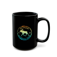 Ceramic coffee mug featuring a moose design with Acadia National Park.