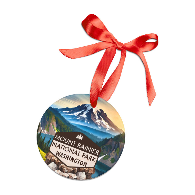 Mount Rainier Christmas Ornament with Ribbon