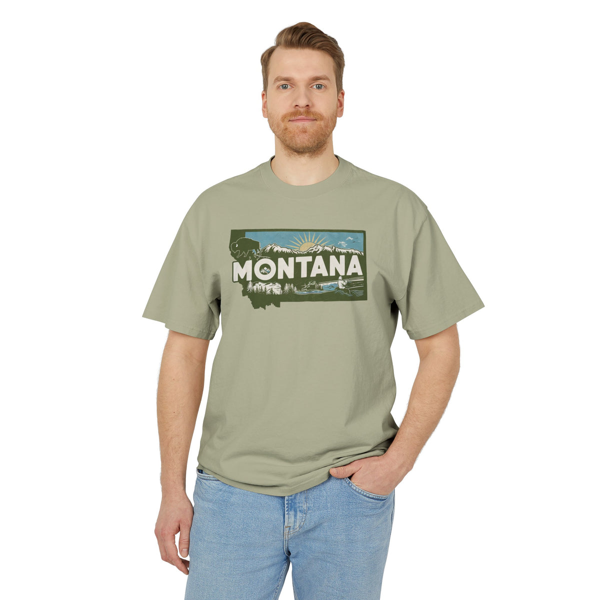 Montana Retro State  Unisex Heavy Faded Tee