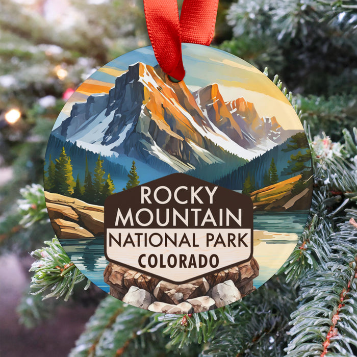 Rocky Mountain Christmas Ornament with Ribbon