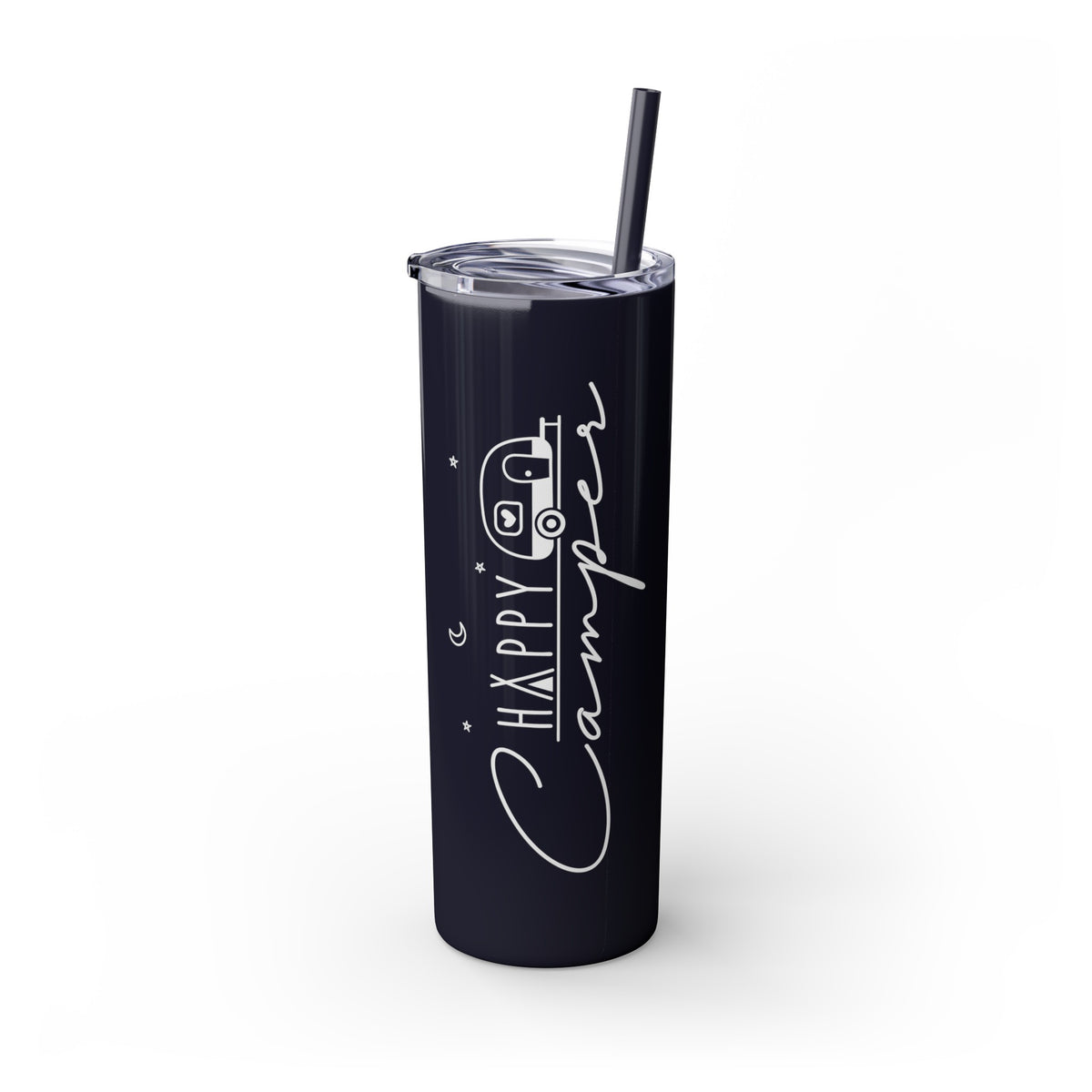 Happy Camper Skinny Tumbler with Straw, 20oz