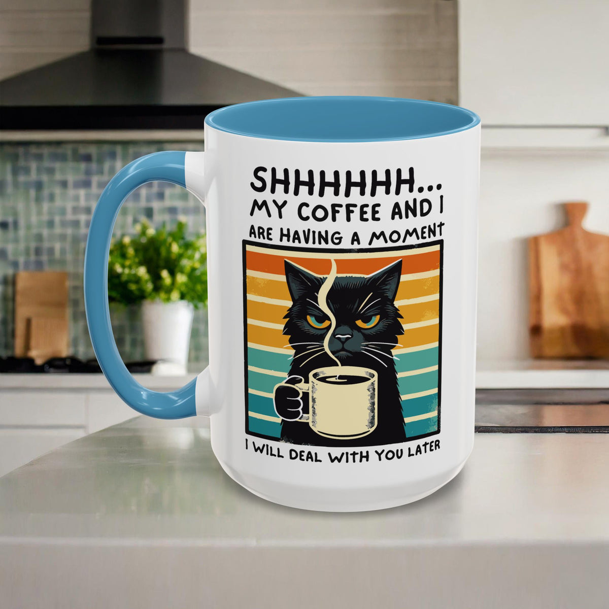 Funny Black Cat Coffee Mug with Free Shipping, Microwave and Dishwasher Safe