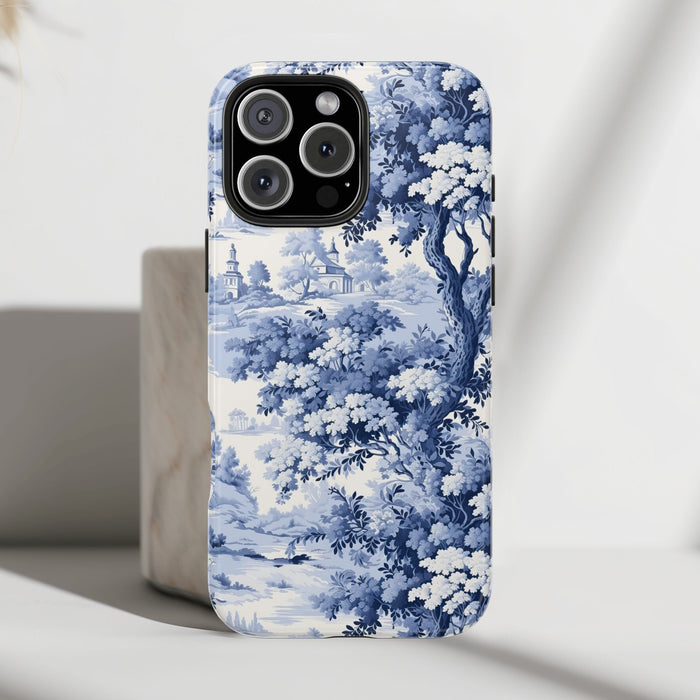 Blue and White Toile Phone Case