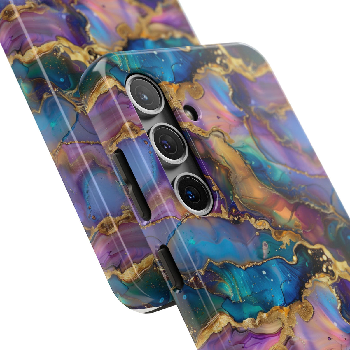 Cosmic Dream Phone Case, Purple and Gold Marble Pattern Cover