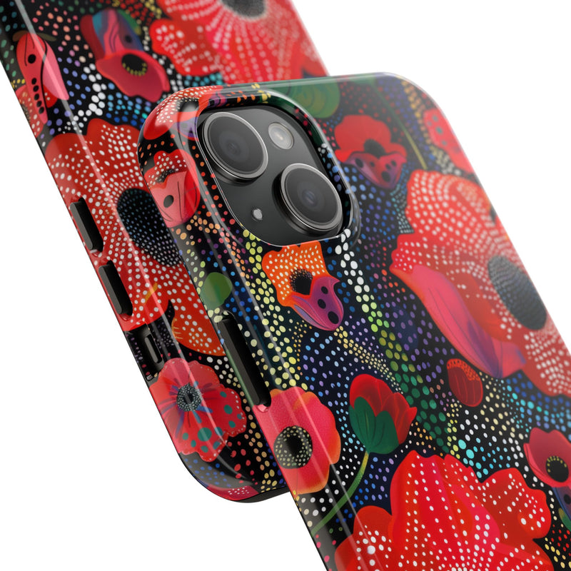 Pointillist Red Poppy Phone Case