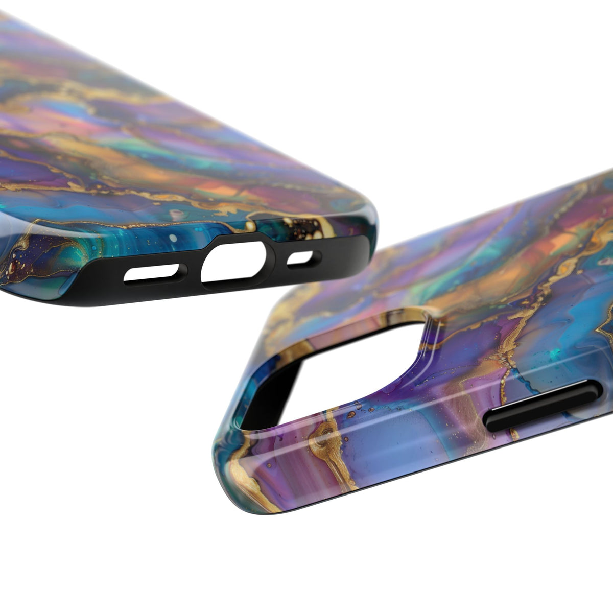 Cosmic Dream Phone Case, Purple and Gold Marble Pattern Cover