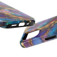 Cosmic Dream Phone Case, Purple and Gold Marble Pattern Cover