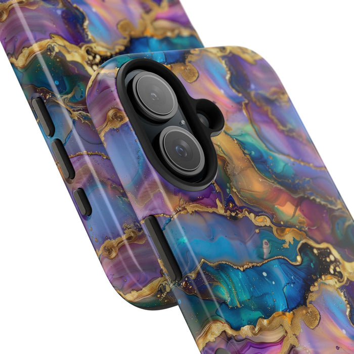 Cosmic Dream Phone Case, Purple and Gold Marble Pattern Cover