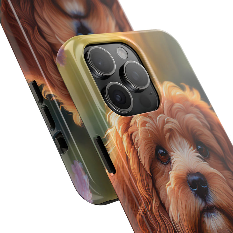 Brown Cavapoo Dog iPhone and Samsung Case with Free Shipping