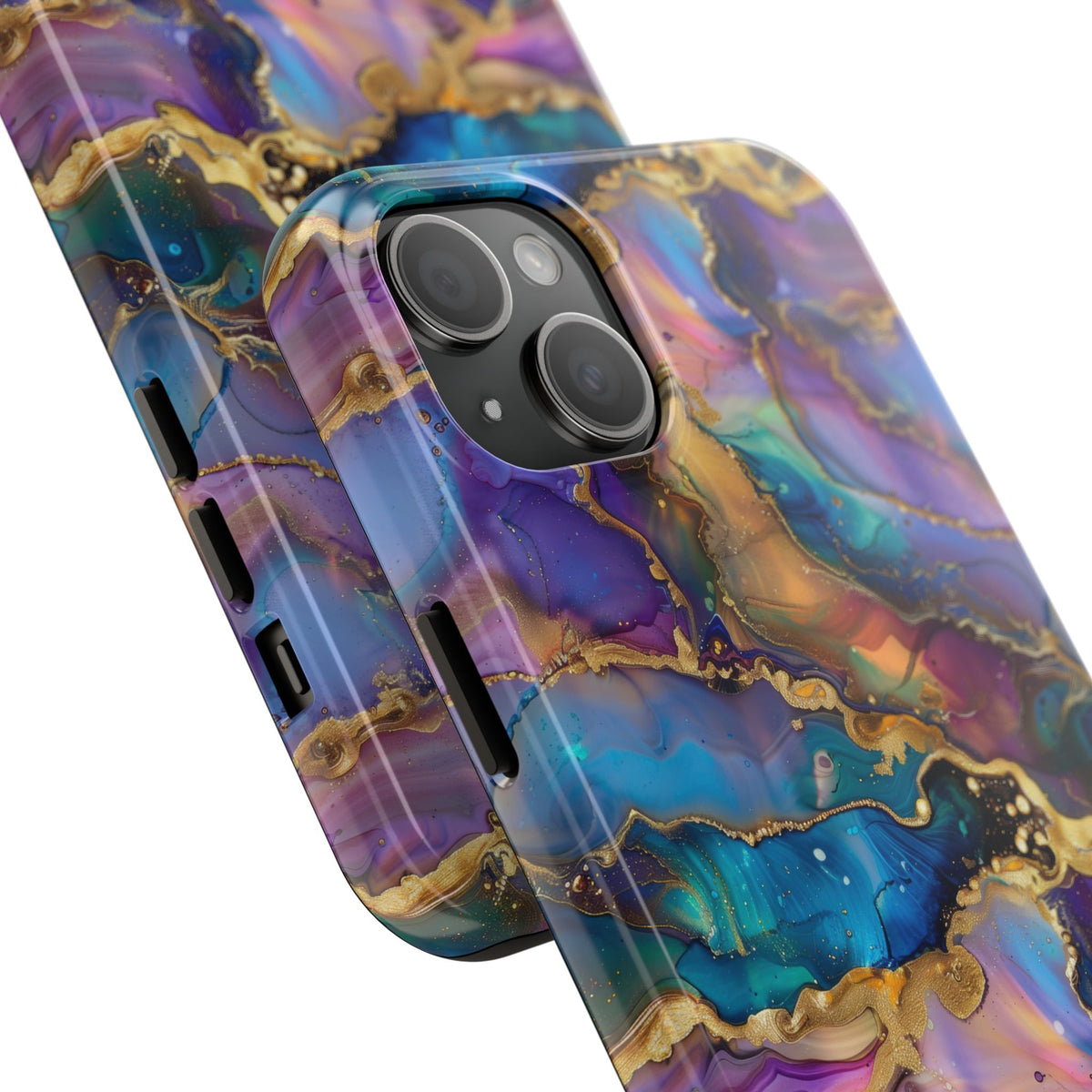 Cosmic Dream Phone Case, Purple and Gold Marble Pattern Cover