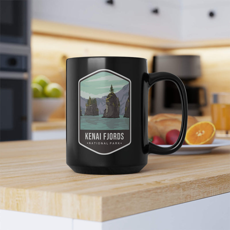 Kenai Fjords National Park Black Ceramic  Mug