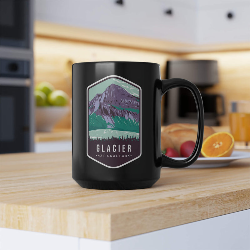 Glacier National Park Black Coffee Mug