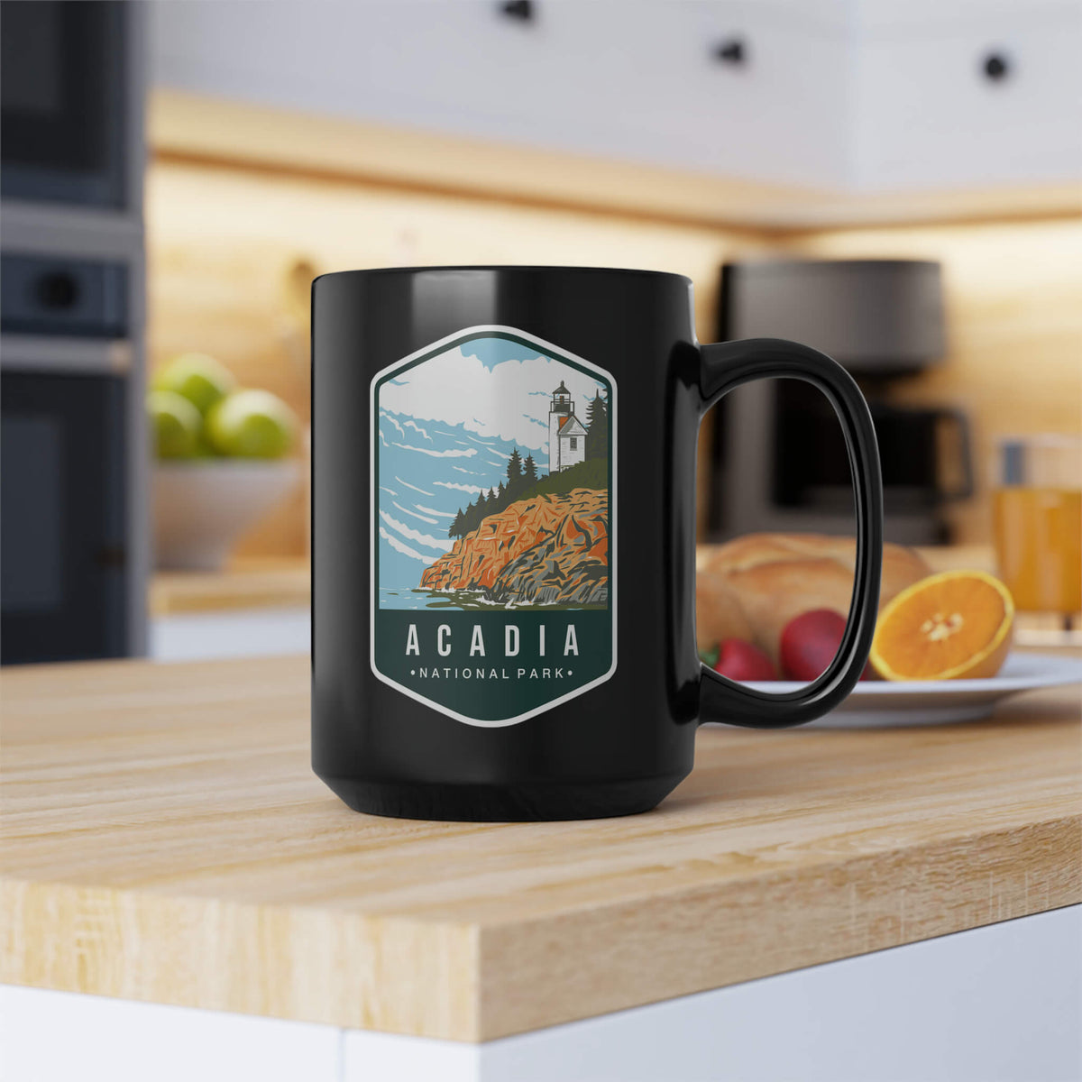 Acadia National Park Black Ceramic Mug