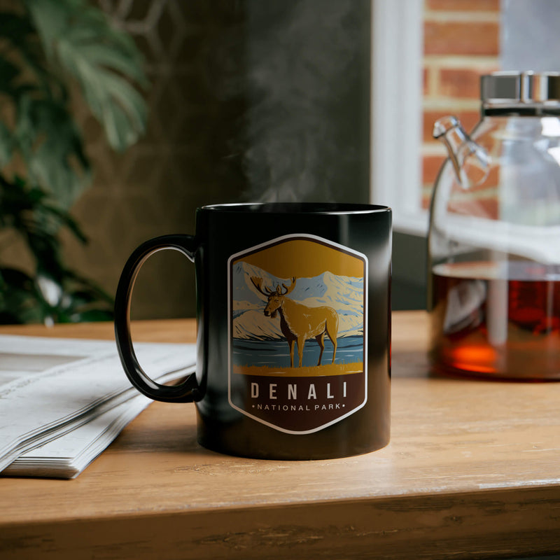 Denali National Park Black Ceramic Mug