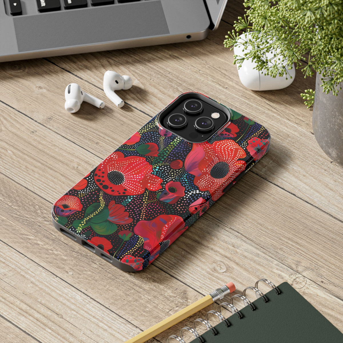 Pointillist Red Poppy Phone Case