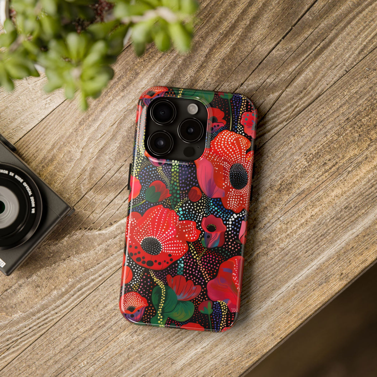 Pointillist Red Poppy Phone Case