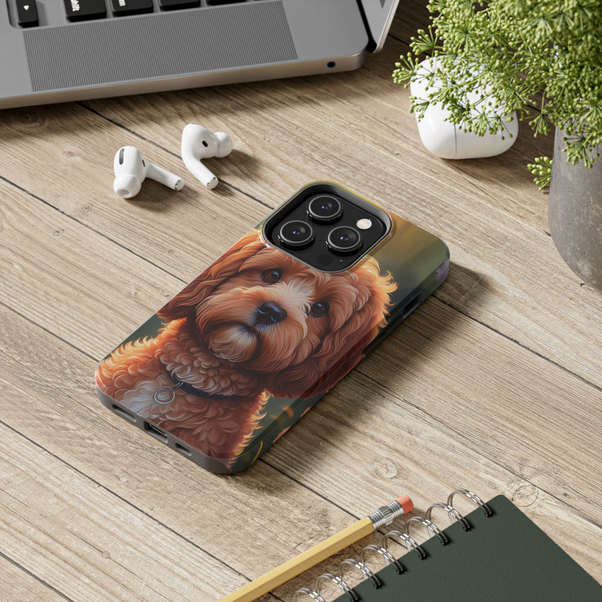 Brown Cavapoo Dog iPhone and Samsung Case with Free Shipping