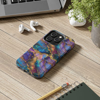 Cosmic Dream Phone Case, Purple and Gold Marble Pattern Cover