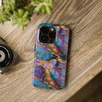 Cosmic Dream Phone Case, Purple and Gold Marble Pattern Cover