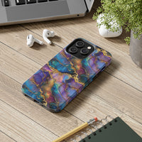 Cosmic Dream Phone Case, Purple and Gold Marble Pattern Cover