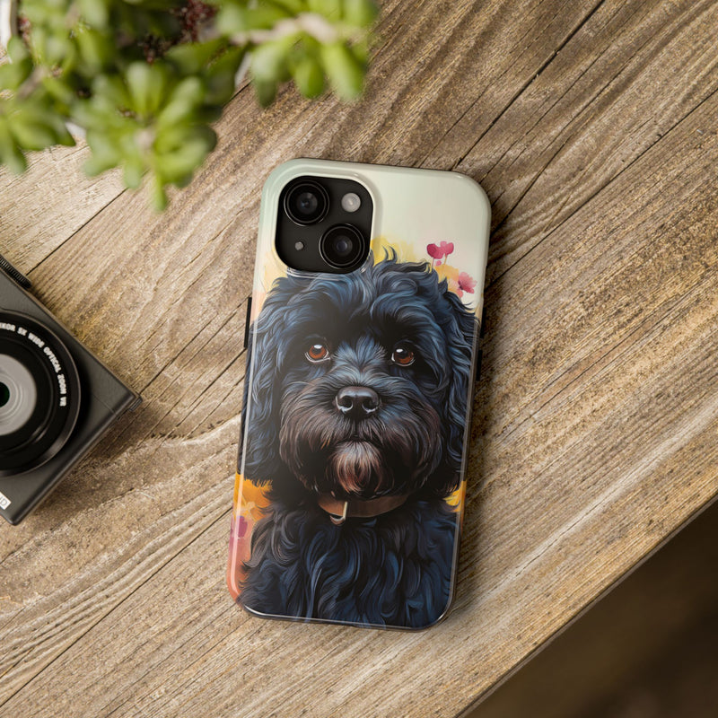 Black Cavapoo Dog iPhone and Samsung Phone Case