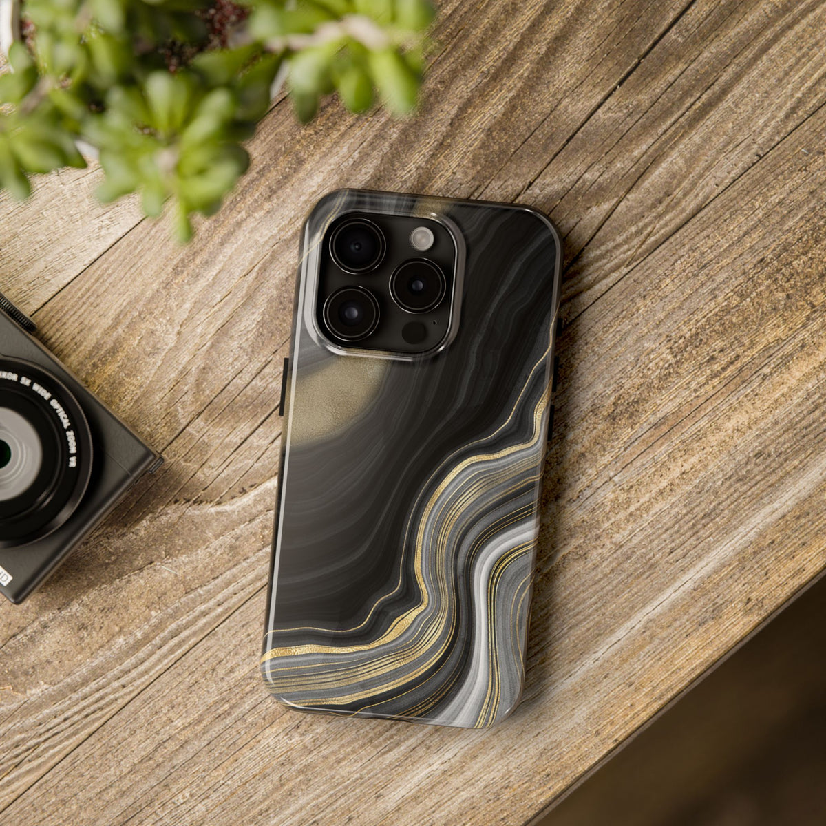 Black and Gold Marble iPhone and Samsung Phone Case