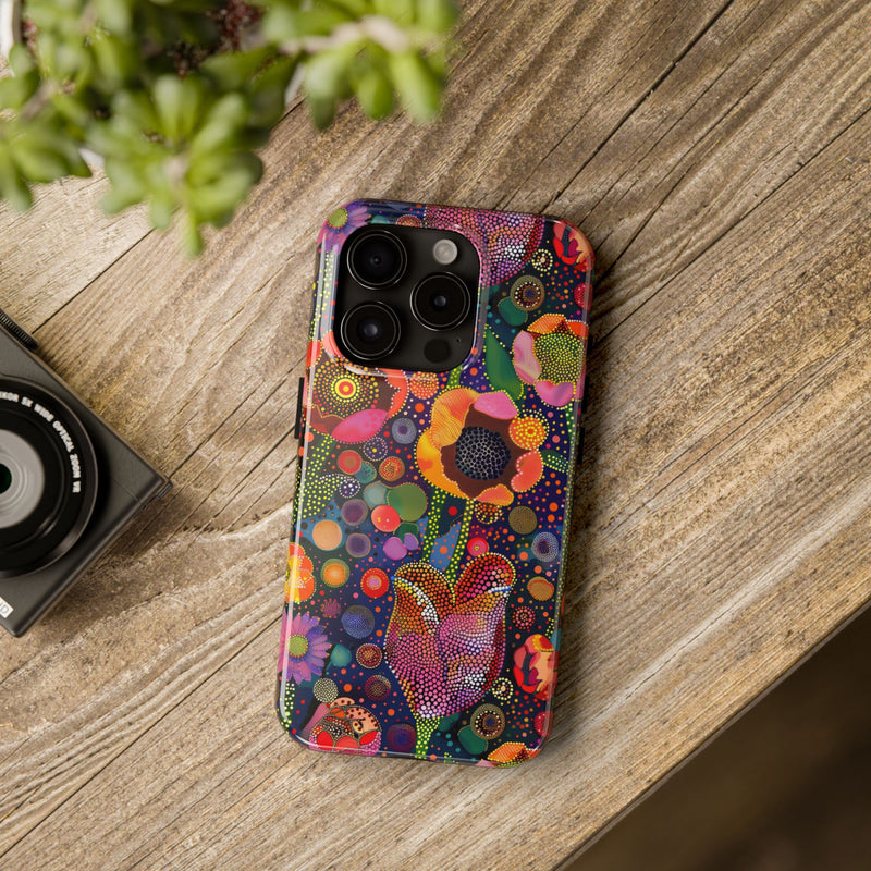 Pointillist Sunburst Bloom Floral Phone Case