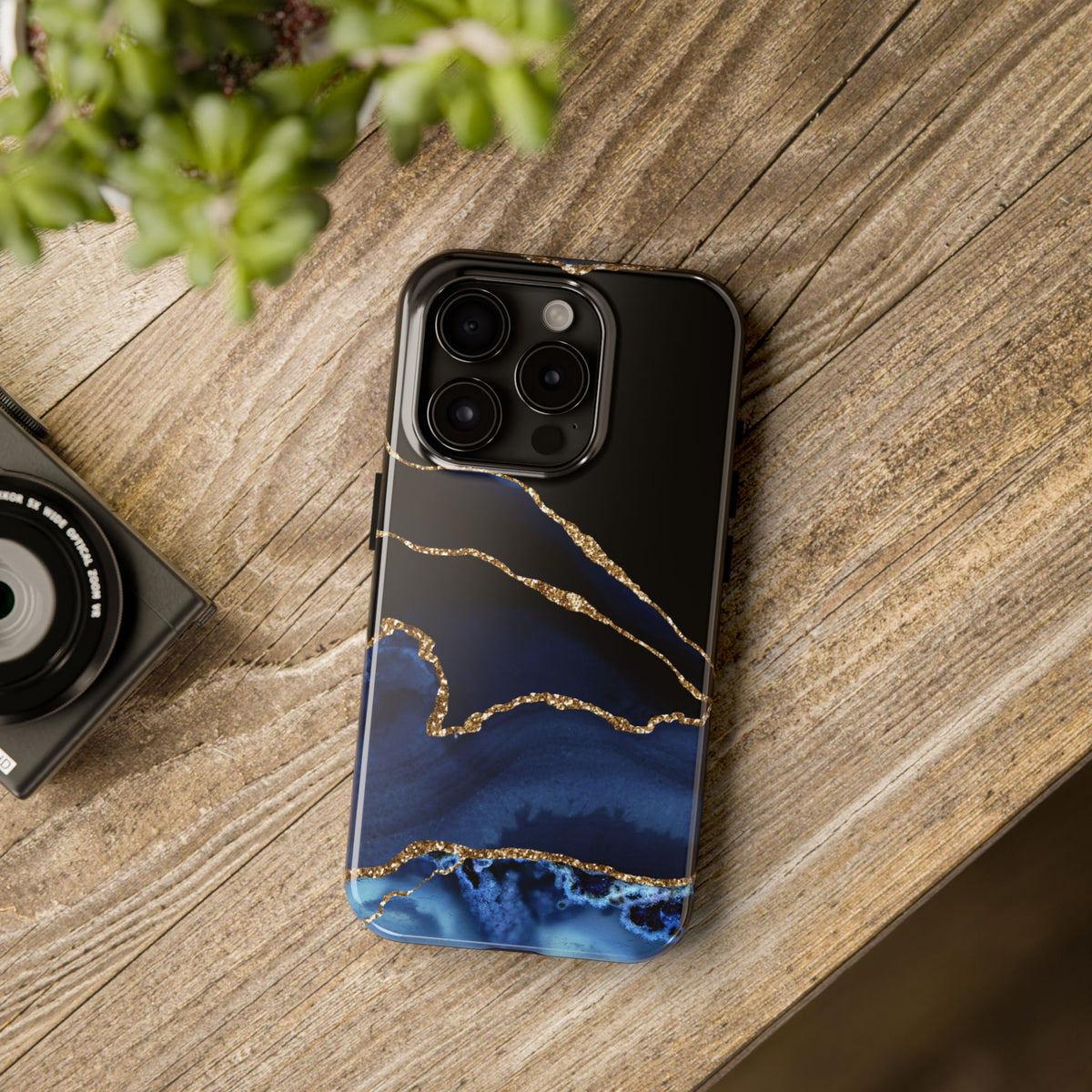 Blue Black Agate Stone Pattern Phone Case