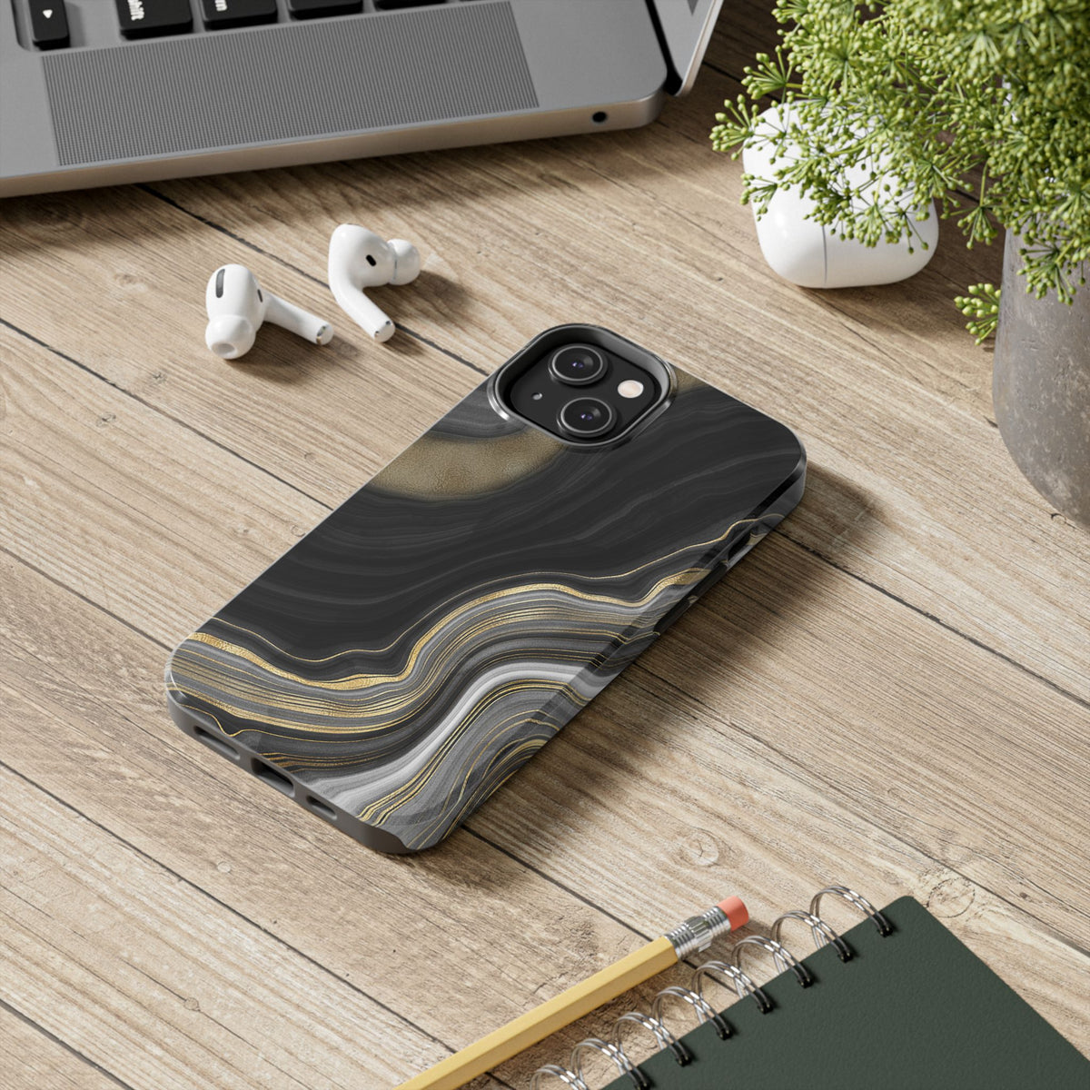 Black and Gold Marble iPhone and Samsung Phone Case