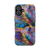 Cosmic Dream Phone Case, Purple and Gold Marble Pattern Cover