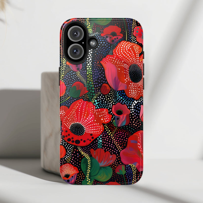 Pointillist Red Poppy Phone Case