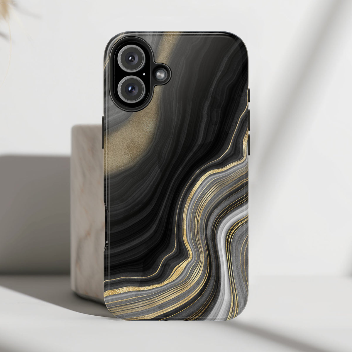 Black and Gold Marble iPhone and Samsung Phone Case