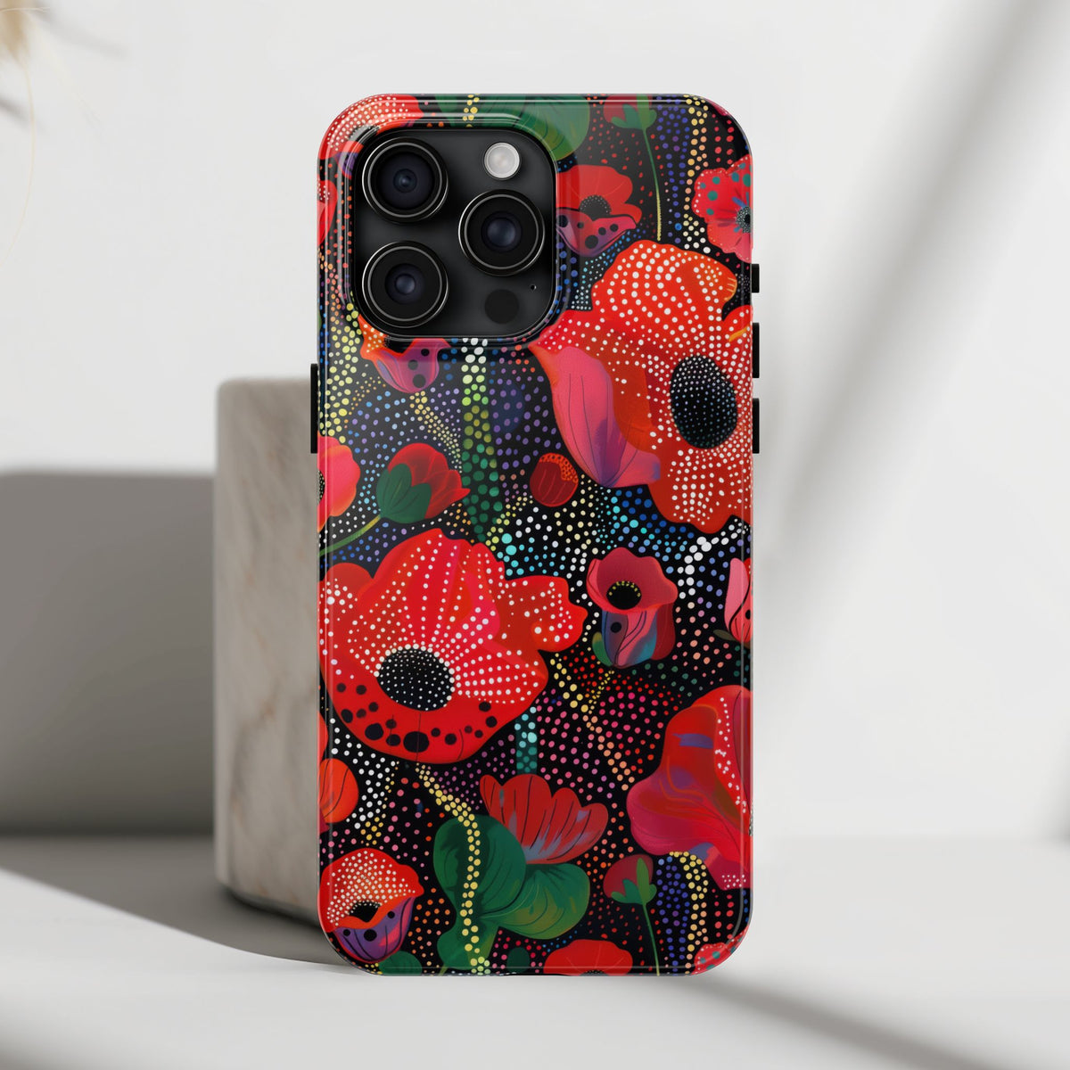 Pointillist Red Poppy Phone Case