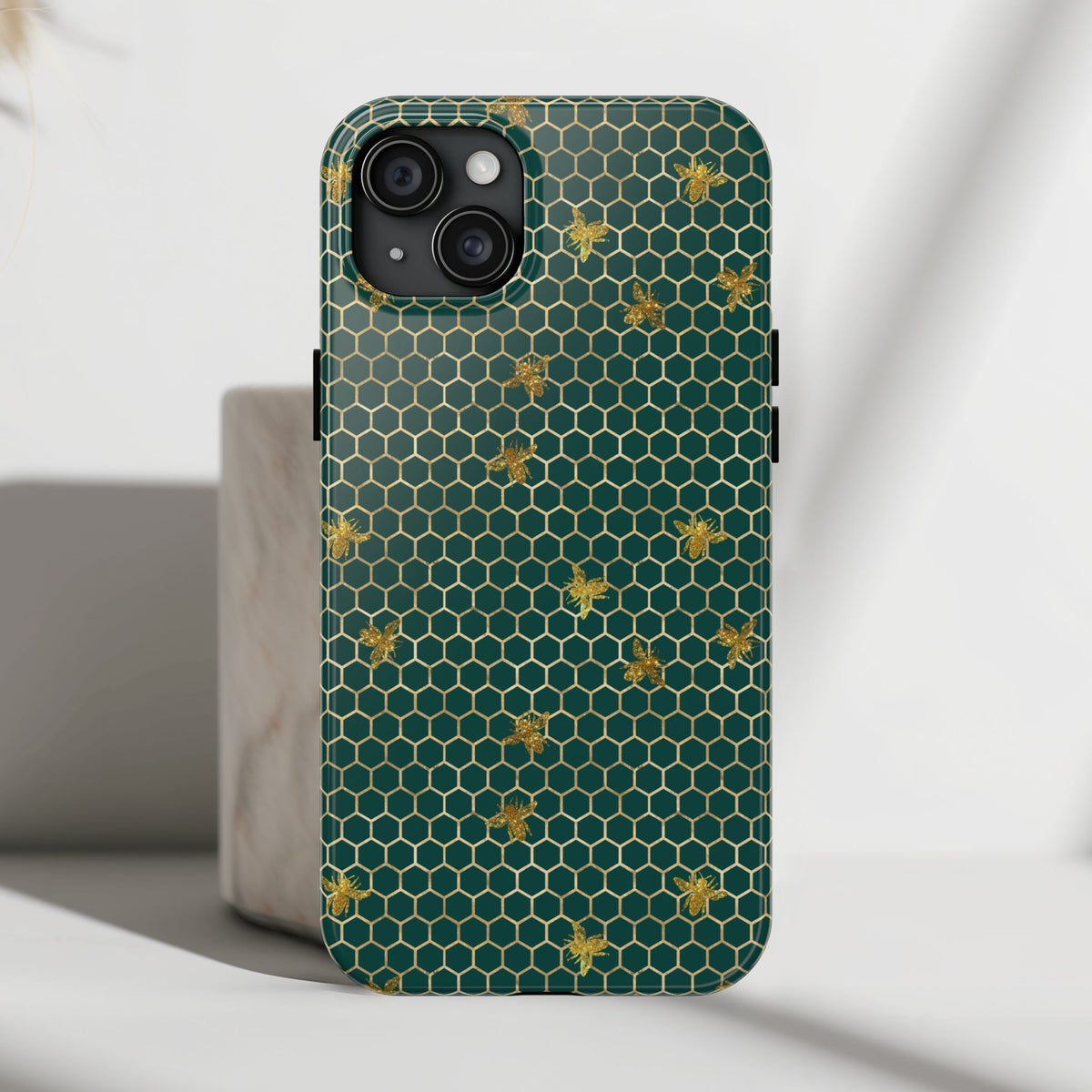 Bee Phone Case, Elegant Honeycomb Bee Pattern Protective Cover