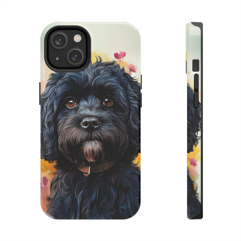 Black Cavapoo Dog iPhone and Samsung Phone Case