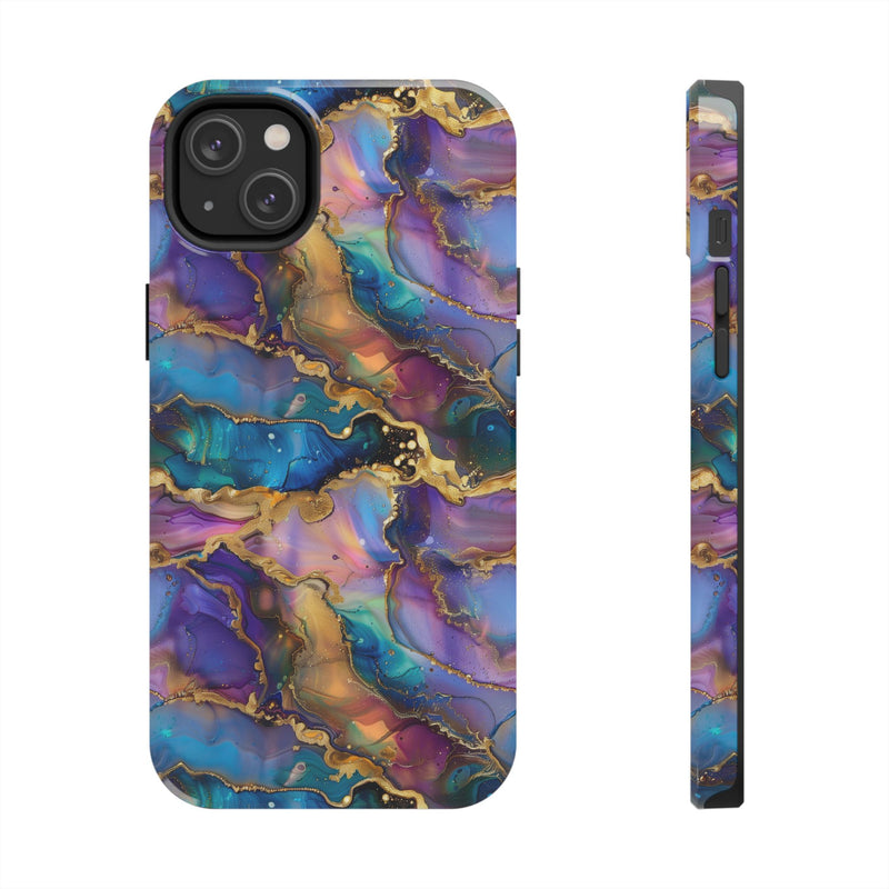 Cosmic Dream Phone Case, Purple and Gold Marble Pattern Cover