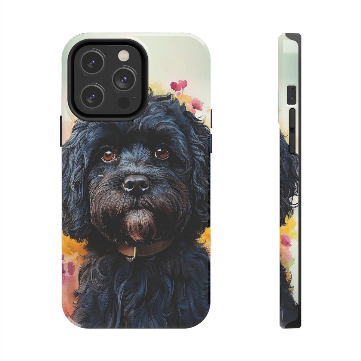 Black Cavapoo Dog iPhone and Samsung Phone Case