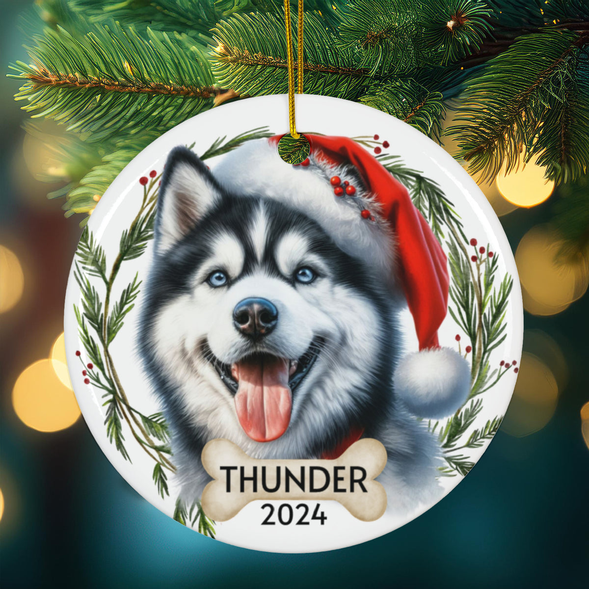 Personalized Husky Dog Christmas Ornament