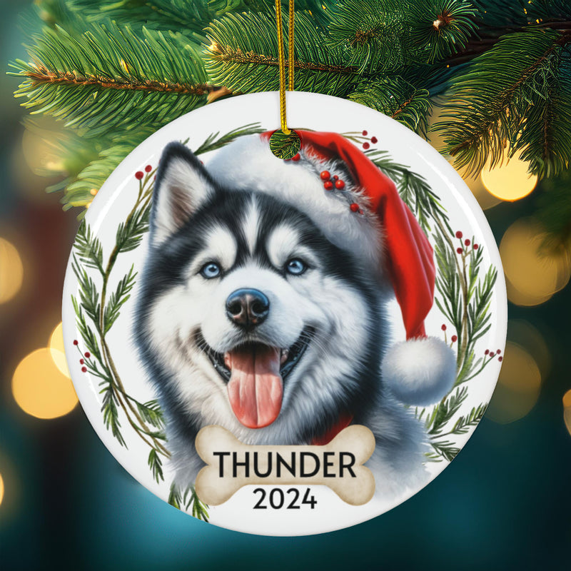 Personalized Husky Dog Christmas Ornament