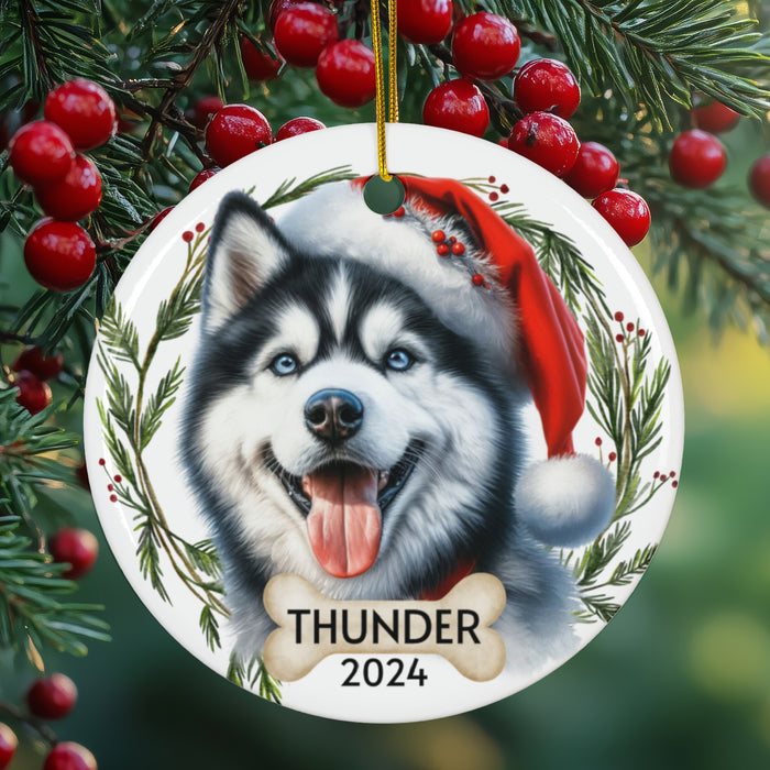 Personalized Husky Dog Christmas Ornament