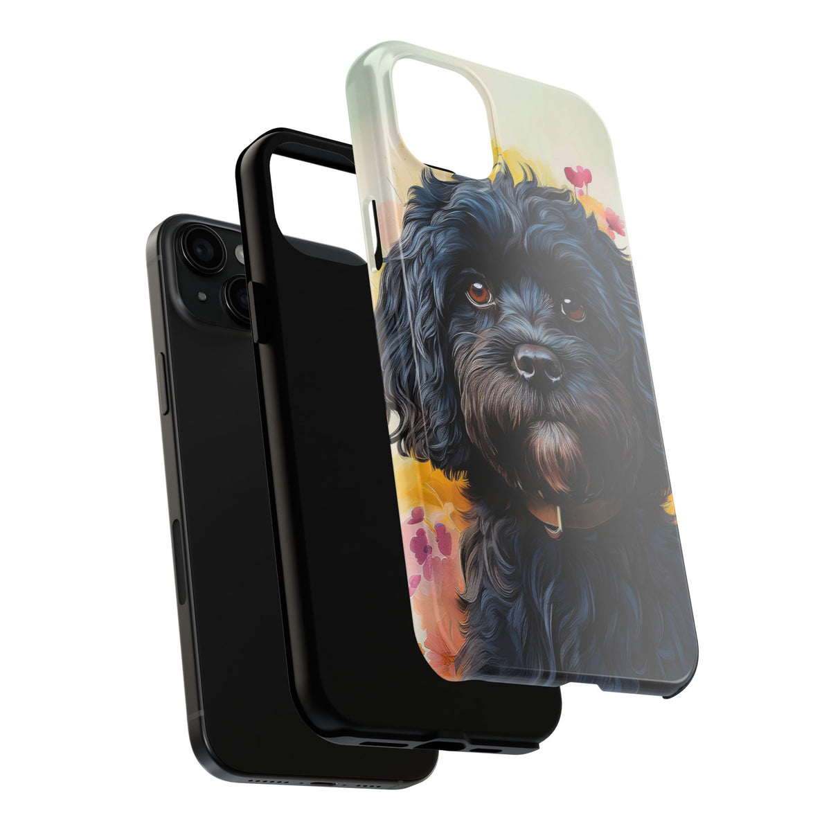 Black Cavapoo Dog iPhone and Samsung Phone Case