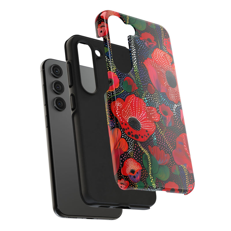 Pointillist Red Poppy Phone Case