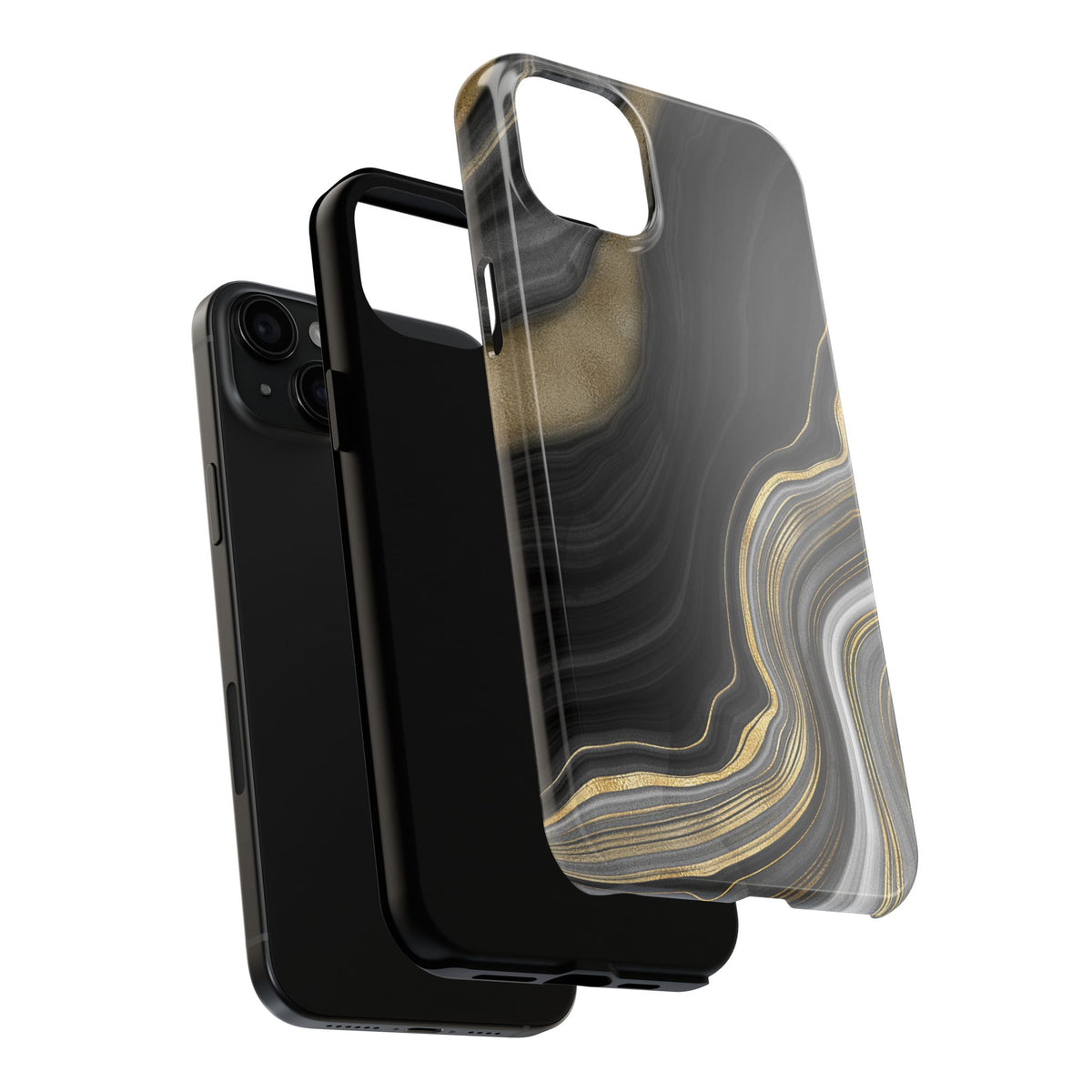 Black and Gold Marble iPhone and Samsung Phone Case